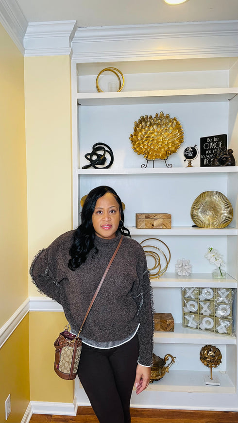 Like No Other mock neck sweater (brown)