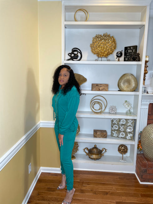 French Terry Jogger Set -teal green