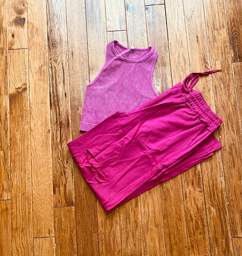 Relaxed vibe-french terry pants (magenta)