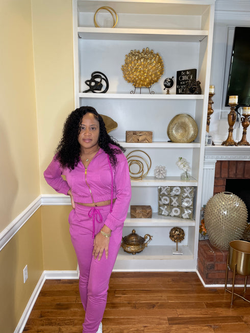 French Terry Jogger Set -magenta