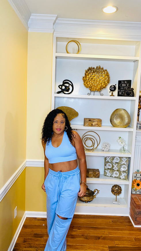 Relaxed vibe-wide leg pants (spring blue)