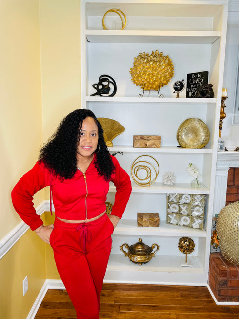 French Terry Jogger Set -crimson red