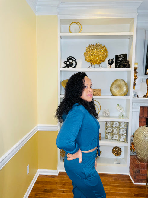 French Terry Jogger Set -dusty navy