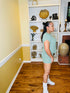 Spring Fling short sleeve knit short set - sage green