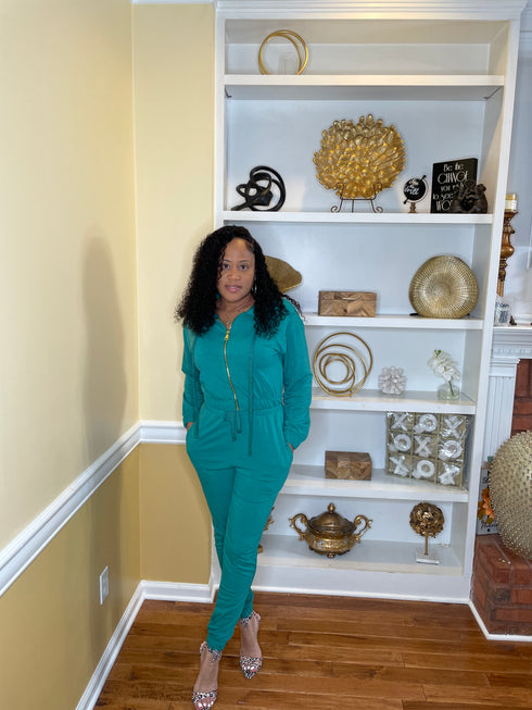 French Terry Jogger Set -teal green