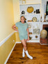Spring Fling short sleeve knit short set - sage green