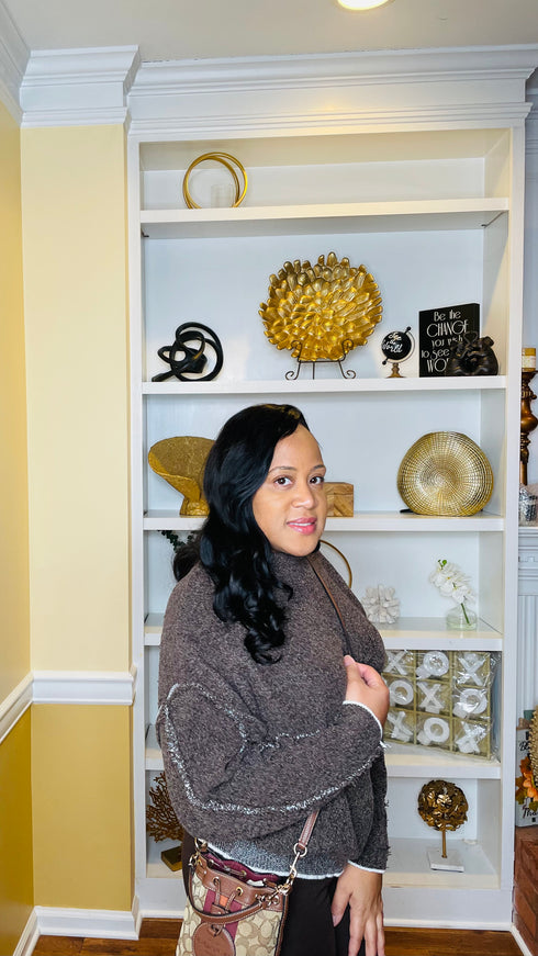 Like No Other mock neck sweater (brown)