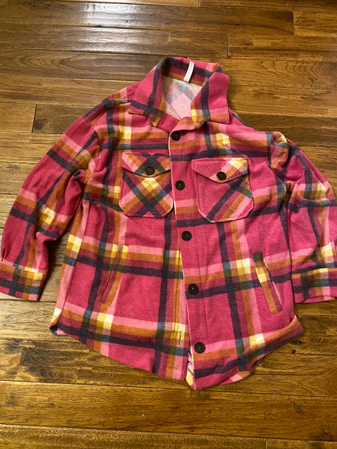Oversized Plaid shacket (pink)