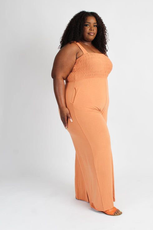 Plus size jumpsuit- butter orange