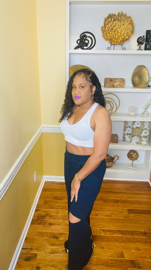 Relaxed vibe-high waisted wide leg pants (navy)