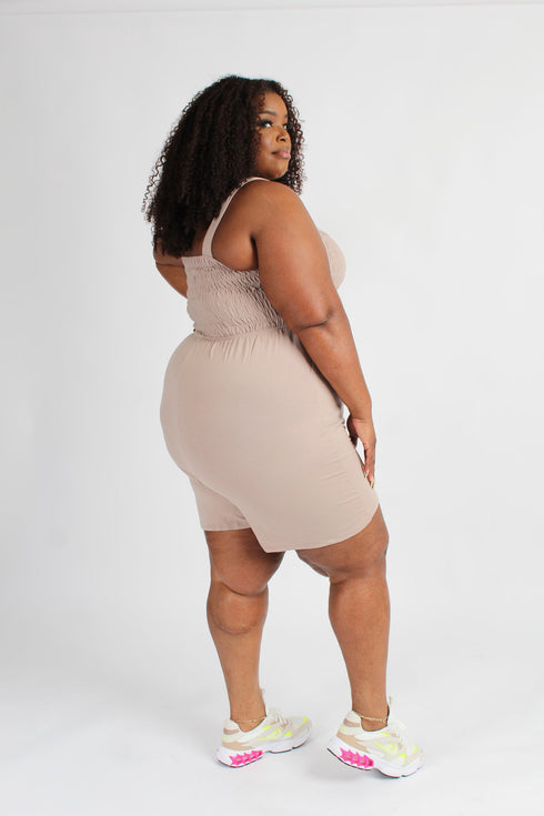 Plus size romper - (ash mocha)