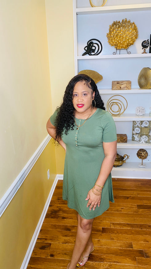 short sleeve dress shirt (ash olive)