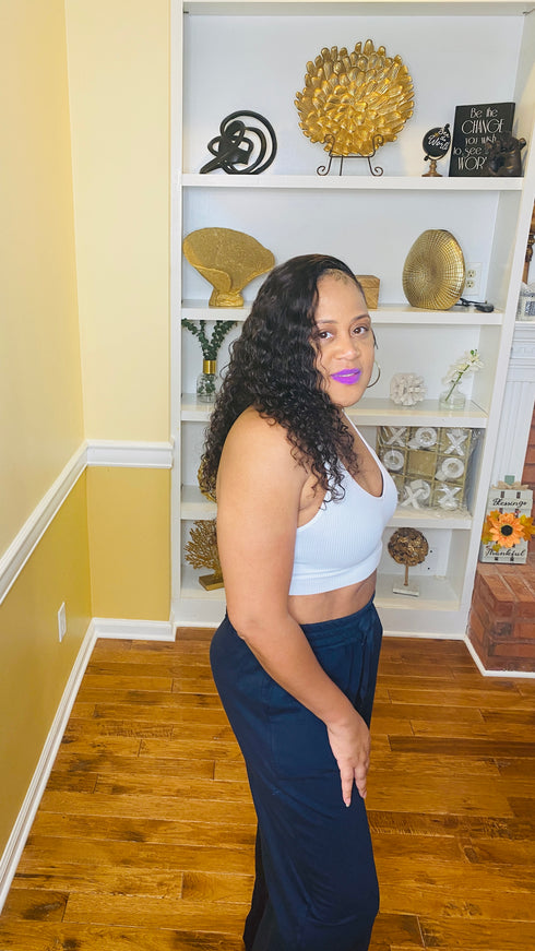 Relaxed vibe-high waisted wide leg pants (navy)