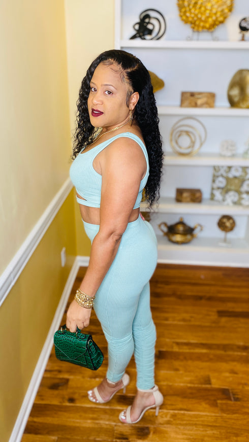 Cut it off- two piece legging set (sage)