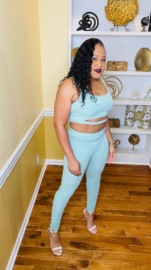 Cut it off- two piece legging set (sage)
