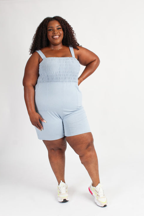Plus size romper - (ash blue)