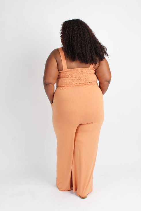 Plus size jumpsuit- butter orange