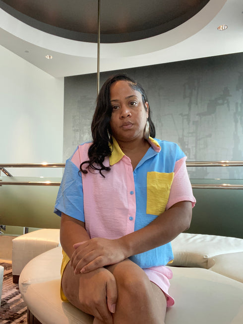 Colorblock - two piece set (pink/yellow)