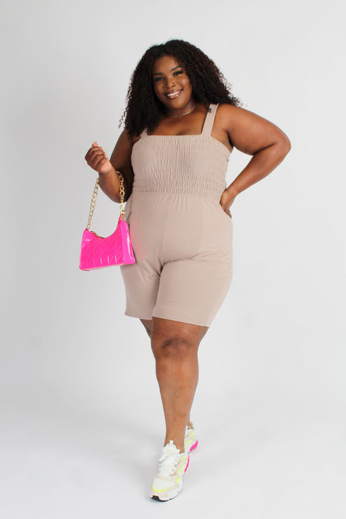 Plus size romper - (ash mocha)
