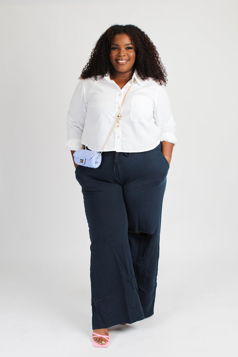 Relaxed vibe Plus-plus size pants (navy)