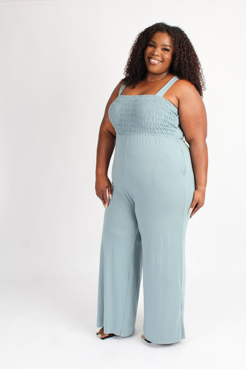 Plus size jumpsuit- blue grey