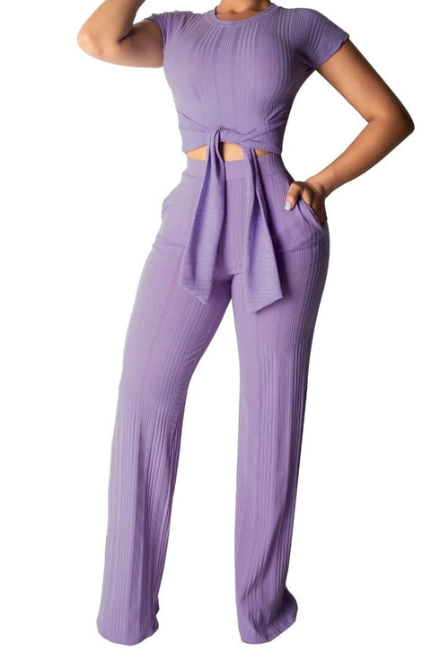 Knot your girl | Two piece knit pant set