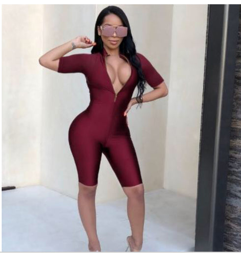 Bike Nights burgundy bodycon romper