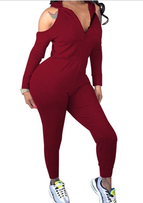 Wine Down | burgundy hooded jumpsuit