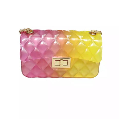 Jelly Bean bag| crossbody purse (pink/yellow)