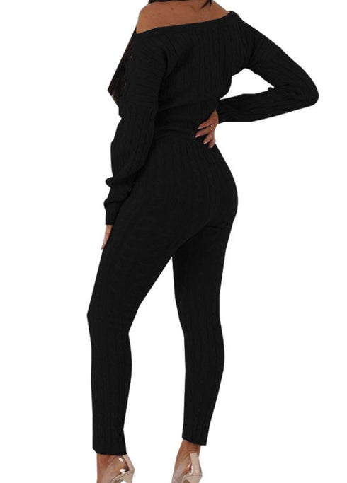 Knit Dreams | cable knit sweater set (black)