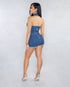 denim romper - dark wash