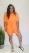 Roadtrip | Two piece orange biker short set