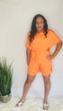 Roadtrip | Two piece orange biker short set