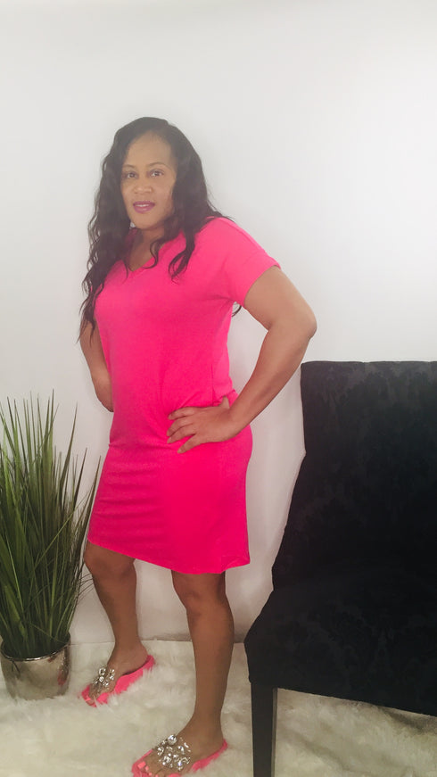 Simple and sassy | t shirt dress (fuchsia)