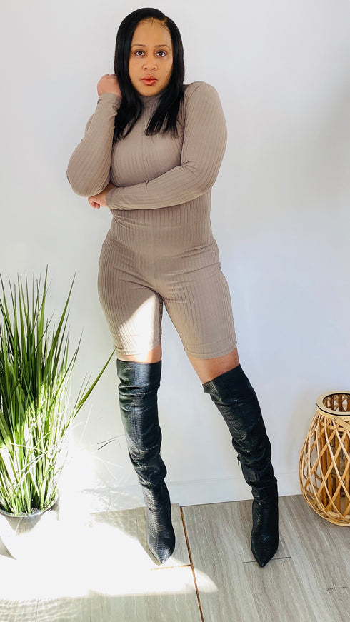 Into You - high neck romper (taupe)