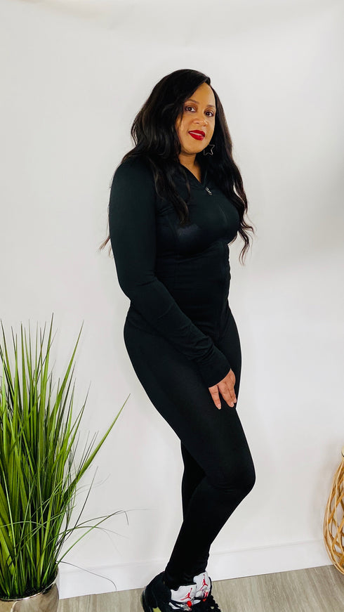 Sporty Babe - 2 piece track set (Black)