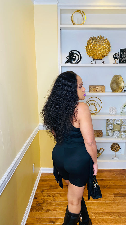 New attitude| mock neck biker short set -(black)