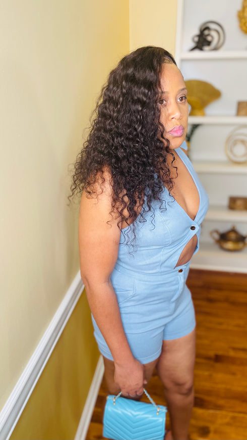 Halter neck romper (blue)