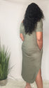 Summer Getaway | v neck dress (light olive)