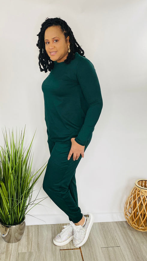 Casual Slay - hunter green jogger set