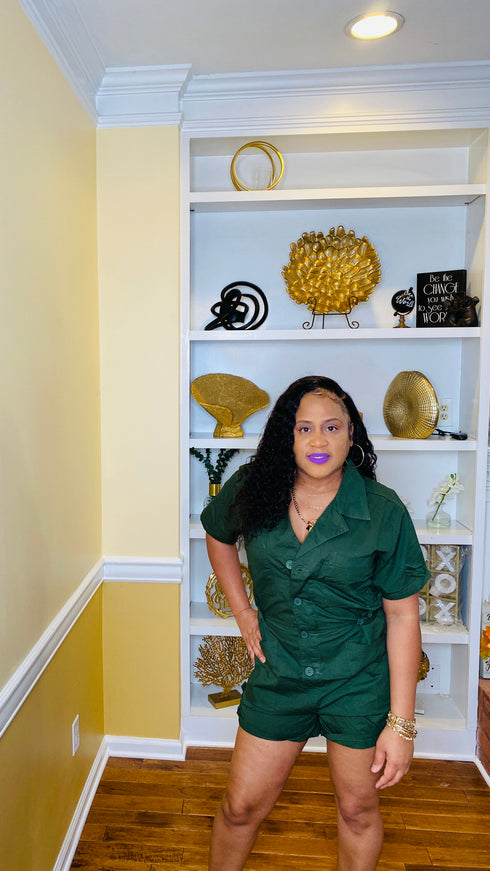 women's romper-(army green)