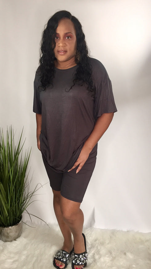 Perfect Lounge |biker shorts outfit -charcoal
