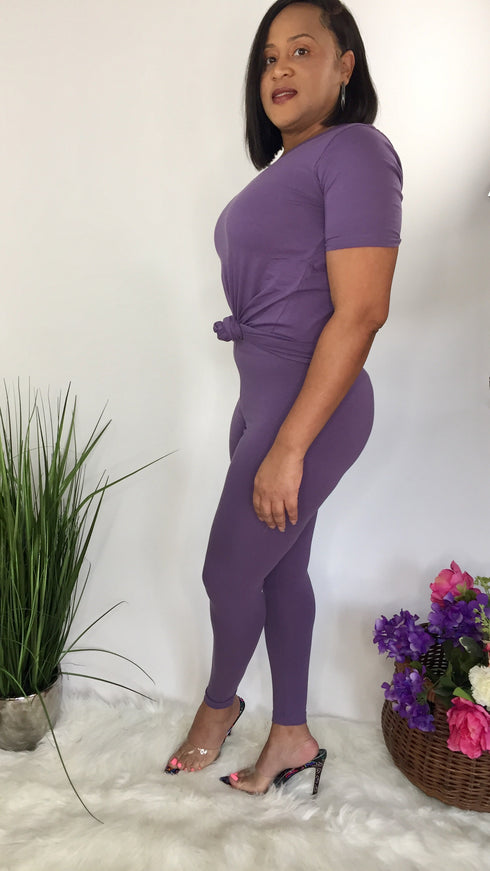 Sweet and Simple|2 piece legging set-lilac grey