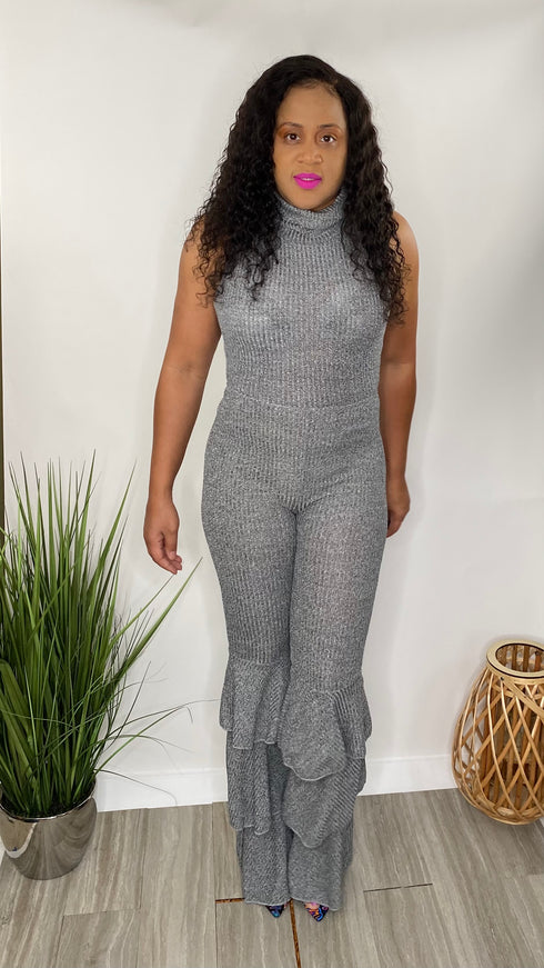 Ruffle some feathers | womens jumpsuit Heather grey
