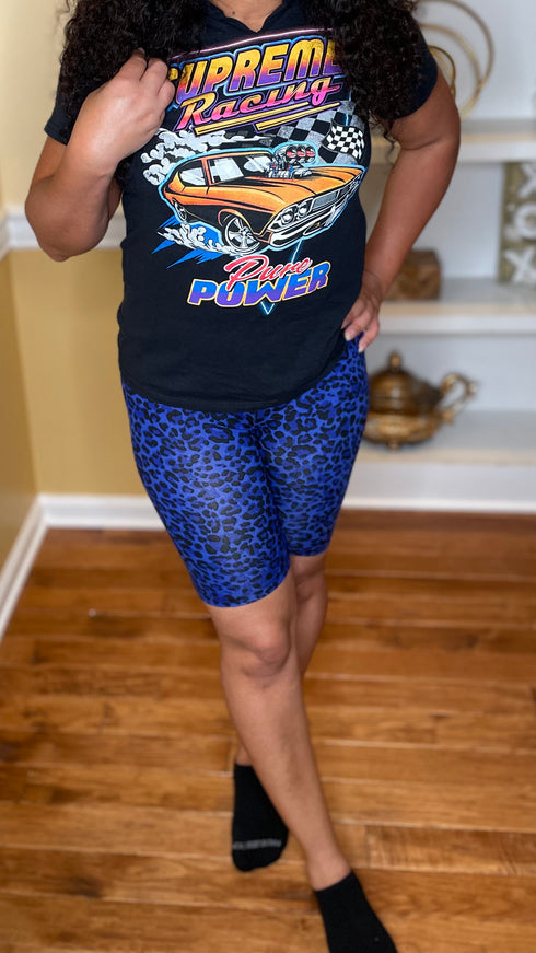 Got it - leopard print biker shorts Bright Blue/Black