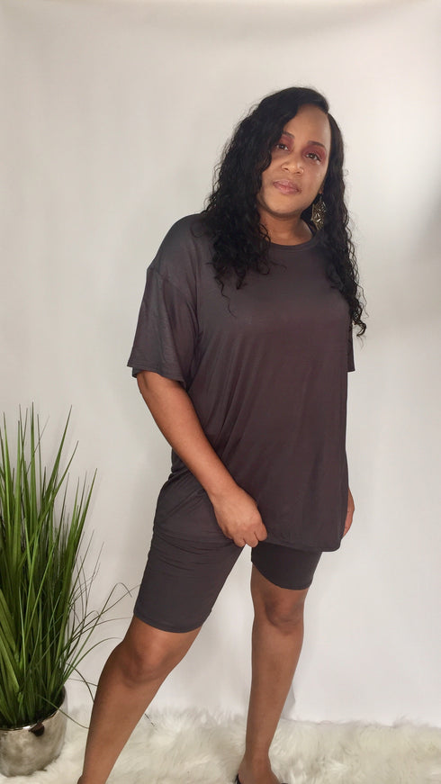 Perfect Lounge |biker shorts outfit -charcoal