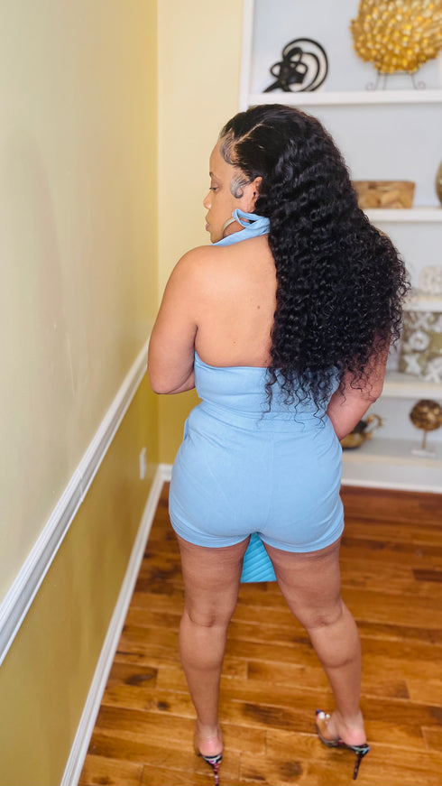 Halter neck romper (blue)