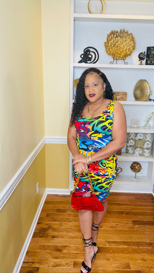 Graffiti dress | sexy bodycon dress (multi)