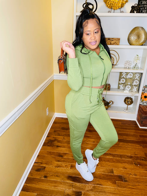 About time jogger set (Light olive)