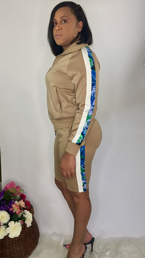 Came to Slay | Two piece short set (taupe)